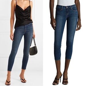 NWT L’AGENCE Dark Wash Stretch Denim Low Rise Ankle Crop Capris Skinny Jeans 27‎
